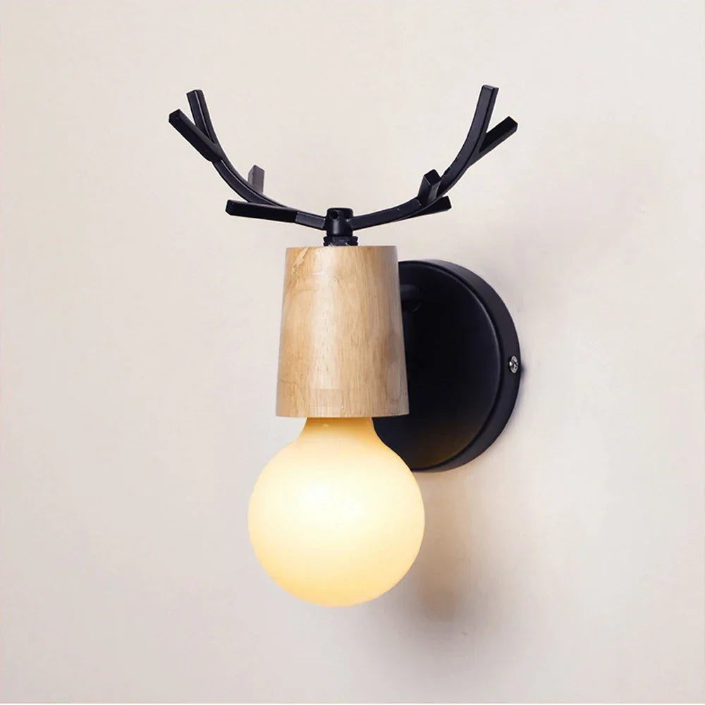 Artfan Antlers Vintage Wall Sconce Lights Wood Wall Lamps Fixture Indoor Lighting