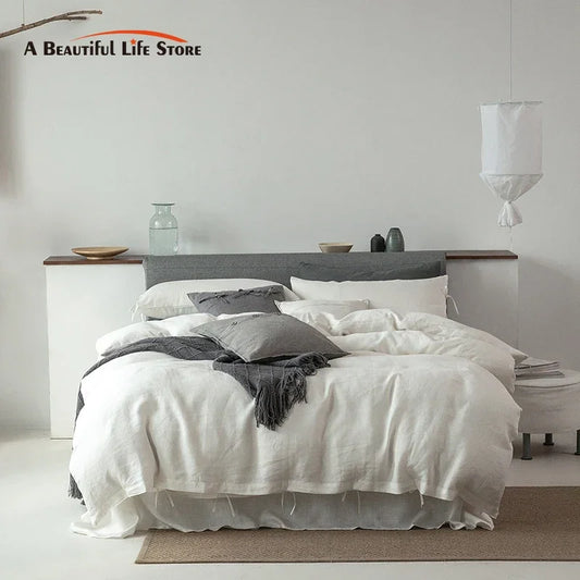 Artfan 100% Linen Bedding Set - Vintage Wabi-Sabi Style Home Textiles
