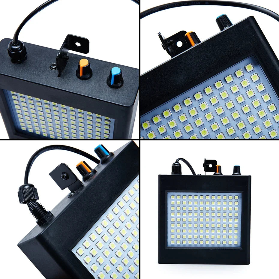 Artfan 108 LED RGB White Strobe Stage Lighting - Sound Activated Disco Party DJ
