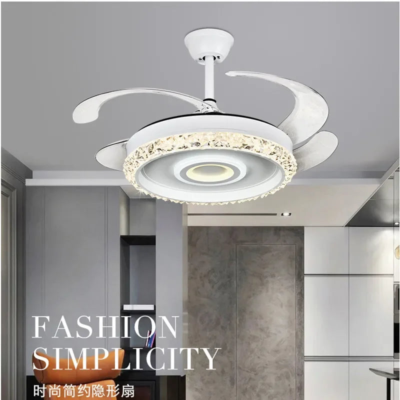 Artfan 42" Leaf Fan Chandelier Invisible Fan Lighting for Bedroom and Dining Room