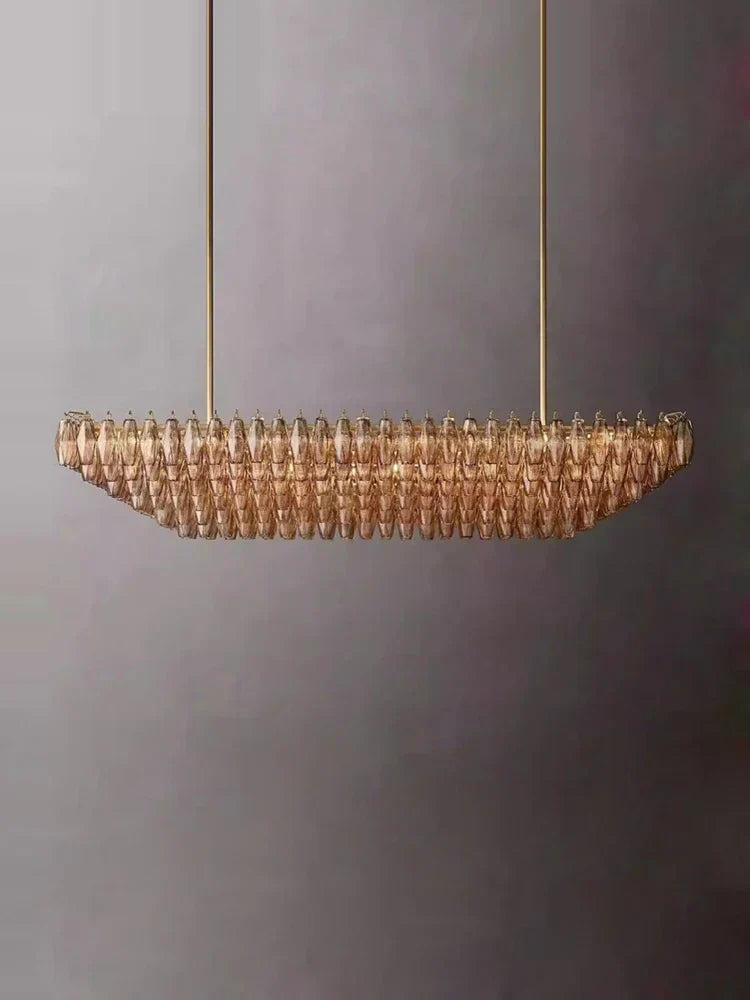 Artfan Art Deco Glass Shade Brass LED Chandelier - Luxury Black Dining Room Ceiling Light
