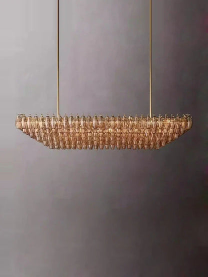 Artfan Art Deco Glass Shade Brass LED Chandelier - Luxury Black Dining Room Ceiling Light