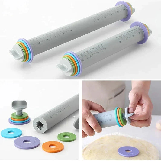 Artfan Adjustable Silicone Rolling Pin for Fondant Cake Pastry Decor - Bakeware Tool