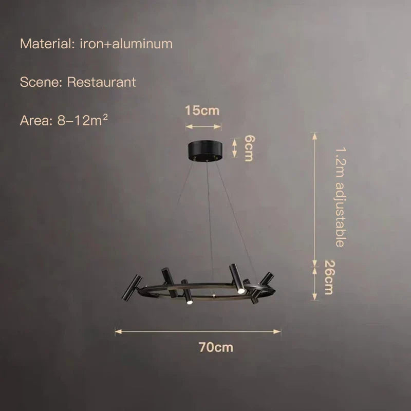 Artfan lighting Black LED Spot Chandelier: Modern Minimalist Rotatable Hanging Lamp for Home Decor