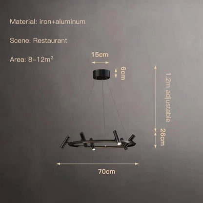 Artfan lighting Black LED Spot Chandelier: Modern Minimalist Rotatable Hanging Lamp for Home Decor