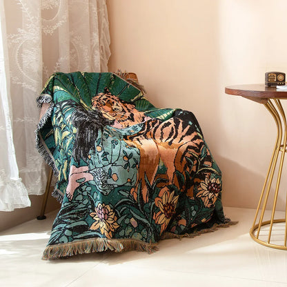 Artfan 3D Print Tiger Linen Blanket: Soft Warm Throw & Tapestry
