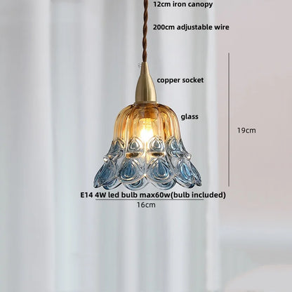 Artfan Amber Glass LED Pendant Light - Nordic Modern Balcony Foyer Coffee Wall Lamp