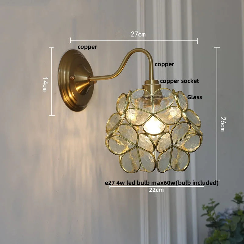 Artfan Amber Glass Wall Sconce Vintage Loft LED Vanity Light Fixture