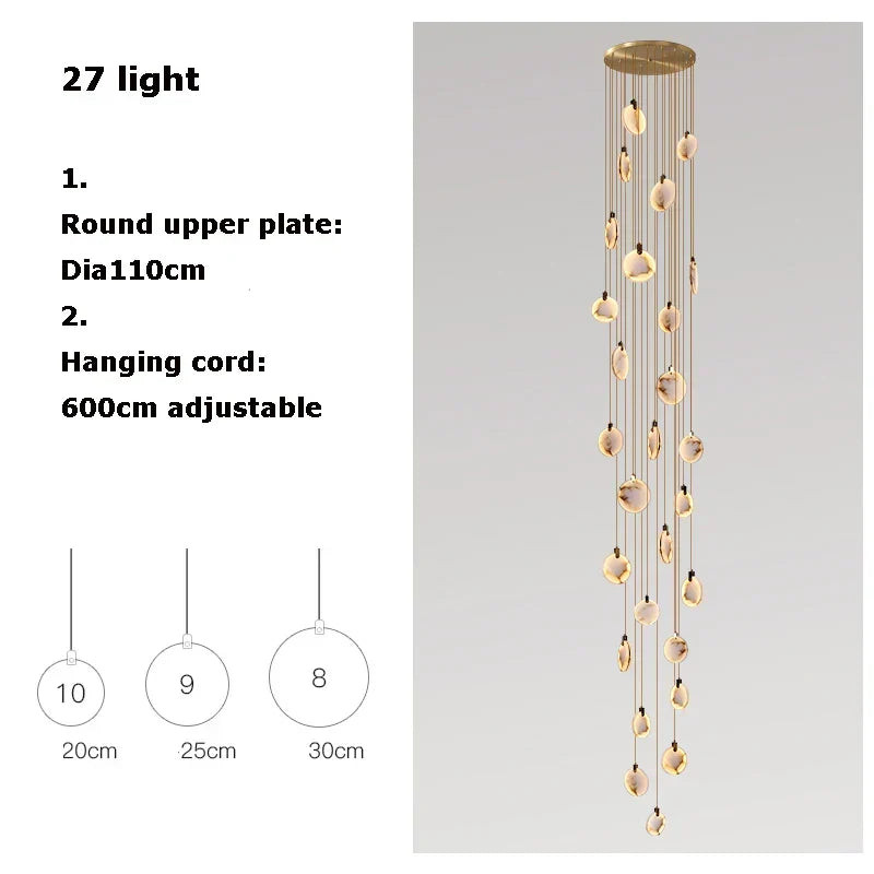 Artfan 2025 Art Deco Marble Golden Lustre LED Chandelier Lighting