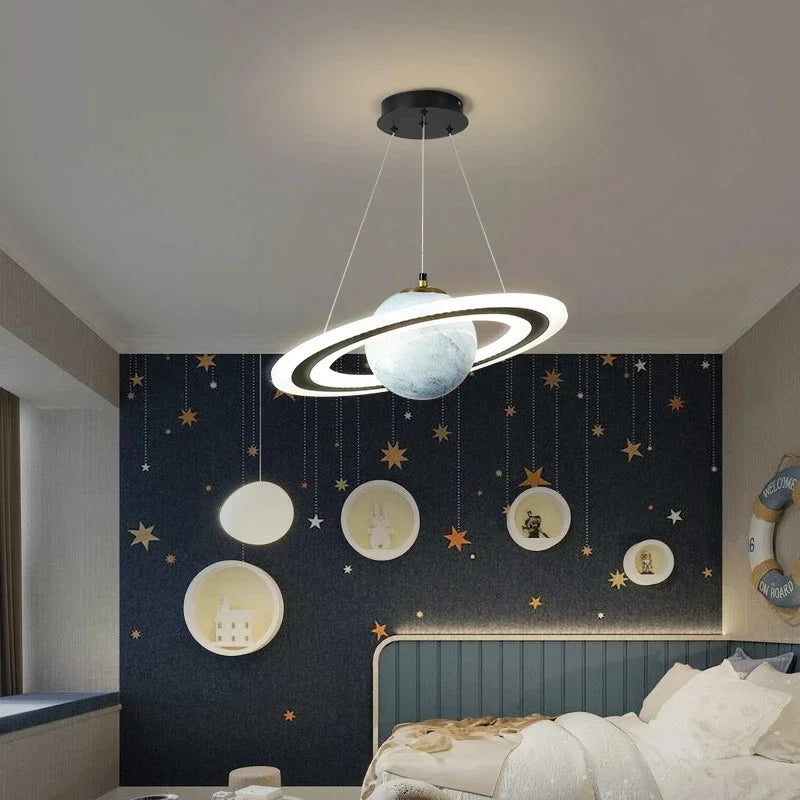 Artfan Acrylic Planet LED Chandelier Earth Ball Decor Star Pendant Light