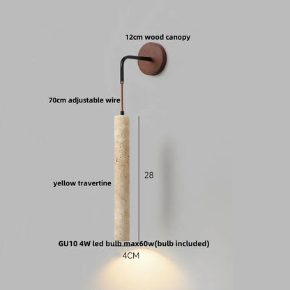 Artfan Adjustable LED Wall Sconce Yellow Travertine Stair Light Fixture for Home Decor