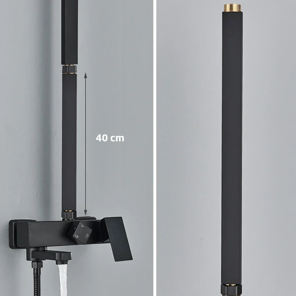 Artfan lighting Black Bathroom Shower Faucet Extension Tube - Round & Square 30/40cm General Interface