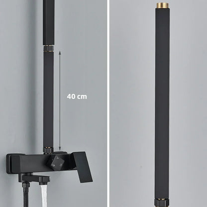 Artfan lighting Black Bathroom Shower Faucet Extension Tube - Round & Square 30/40cm General Interface