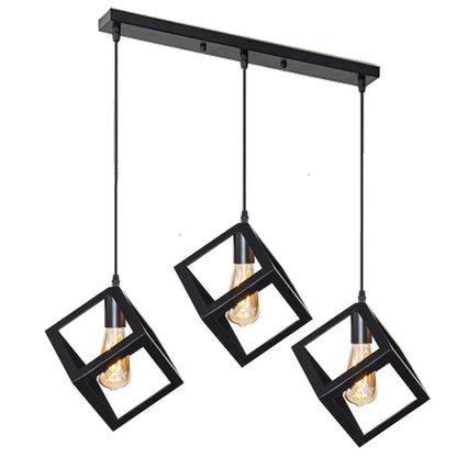 Artfan lighting Black Geometric Square Pendant Light for Kitchen Island, Bedroom, Hallway