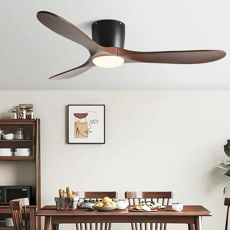 Artfan 52" Low Floor Fan Lights Wood Blade Remote Control Ceiling Fan Strong Winds