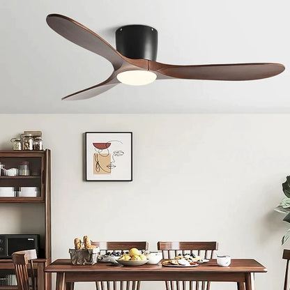 Artfan 52" Low Floor Fan Lights Wood Blade Remote Control Ceiling Fan Strong Winds