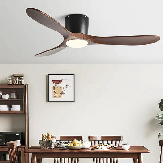 Artfan 52" Low Floor Fan Lights Wood Blade Remote Control Ceiling Fan Strong Winds