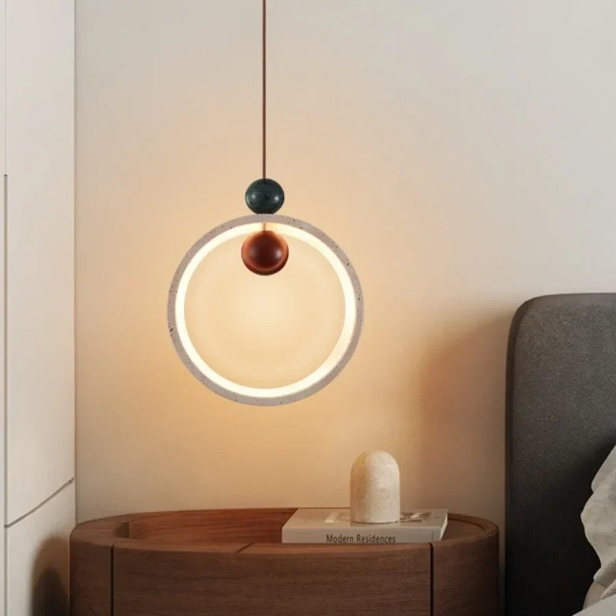 Artfan Adjustable LED Pendant Light - Nordic Modern Yellow Travertine Marble Wood Fixture