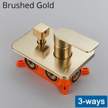 Artfan lighting Black Golden Brass Shower Mixing Valve Concealed Wall Mount Box Control