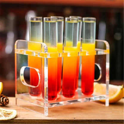 Artfan 6-Piece Test Tube Cocktail Glass Set with Free Rack Stand and Shot Glasses Holder