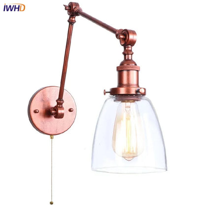 Artfan Adjustable Glass Swing Arm LED Wall Sconce with Pull Chain Switch