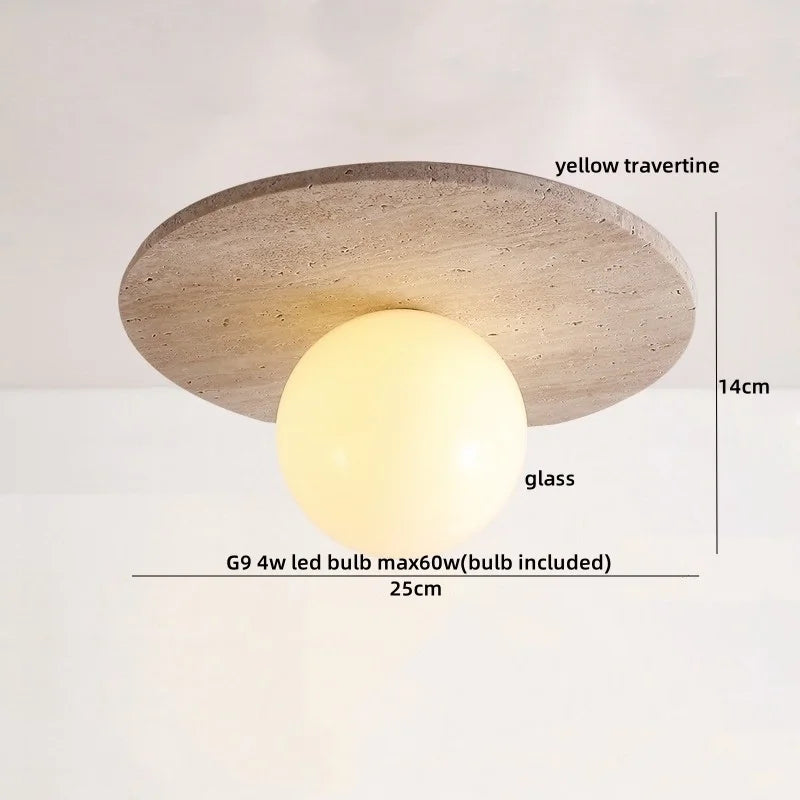 Artfan Acryl Travertine LED Ceiling Lights - Modern Natural Stone Ceiling Lamp