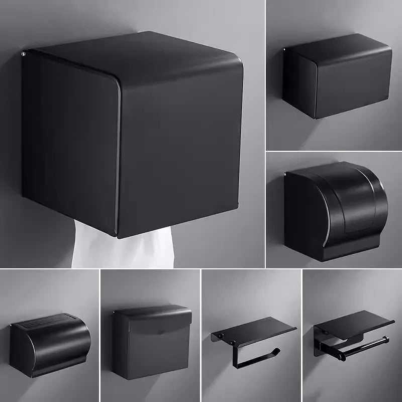 Artfan lighting Black Aluminum Bathroom Paper Holder: Elegant Tissue Box Rack & Toilet Paper Holder