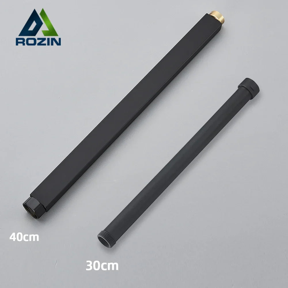 Artfan lighting Black Bathroom Shower Faucet Extension Tube - Round & Square 30/40cm General Interface