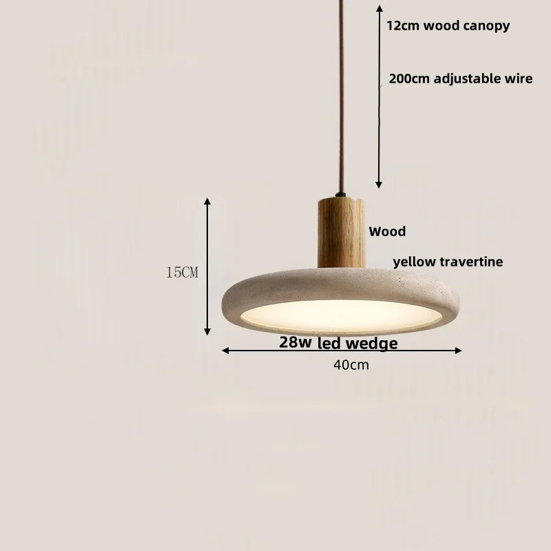 Artfan Adjustable LED Pendant Light - Nordic Modern Yellow Travertine Marble Wood Fixture