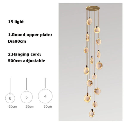Artfan 2025 Art Deco Marble Golden Lustre LED Chandelier Lighting