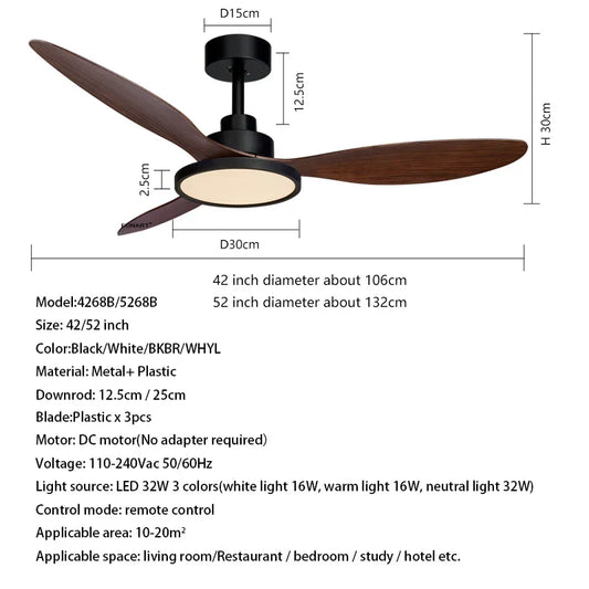 Artfan 52" Fashion Plastic Blade Ceiling Fan with Lamp and Remote Control