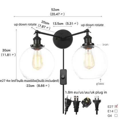 Artfan lighting Black LED Wall Lamp Sconce Industrial Loft Vintage Bathroom Mirror Light