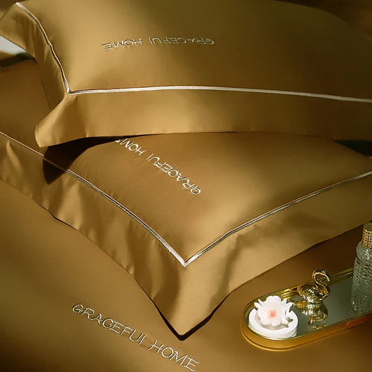 Artfan 1000TC Egyptian Cotton Embroidery Bedding Set with Duvet Cover, Sheet, Pillowcase