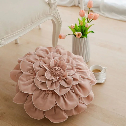 Artfan 3D Flowers Pillows - White Petal Cushions for Home Decor in 50x50cm Size