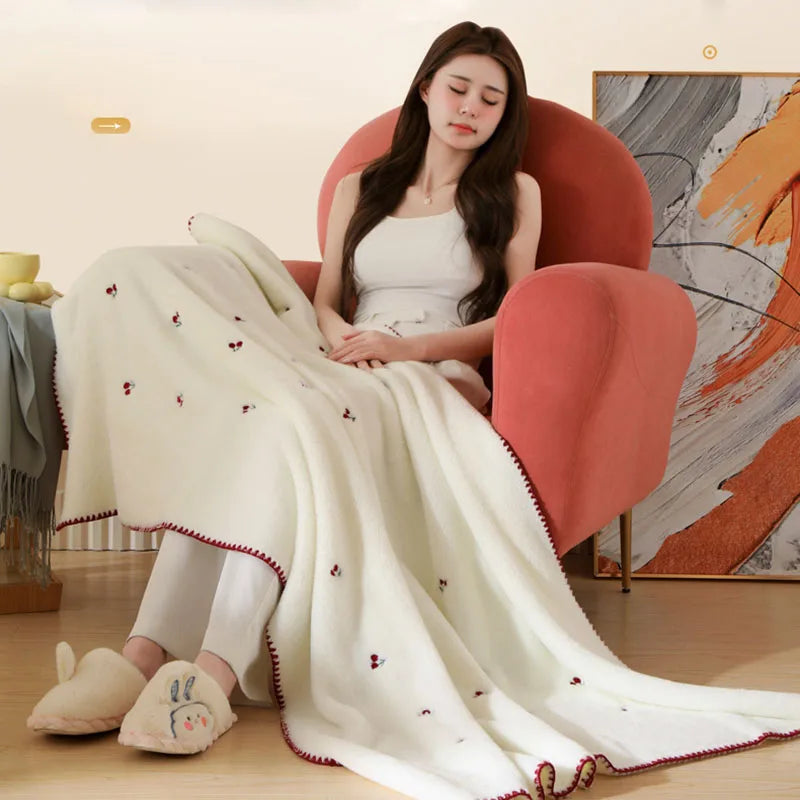 Artfan Baby Velvet Embroidered Blanket: Double-Sided Warm Travel Bedroom Sofa Cover