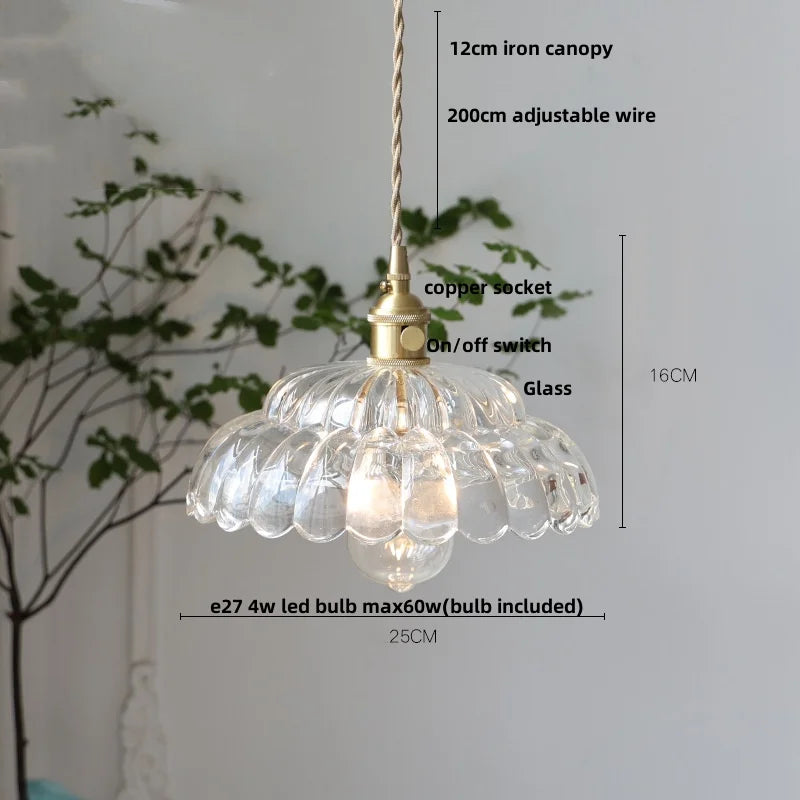 Artfan Amber Flower Glass LED Pendant Lights for Home Decor