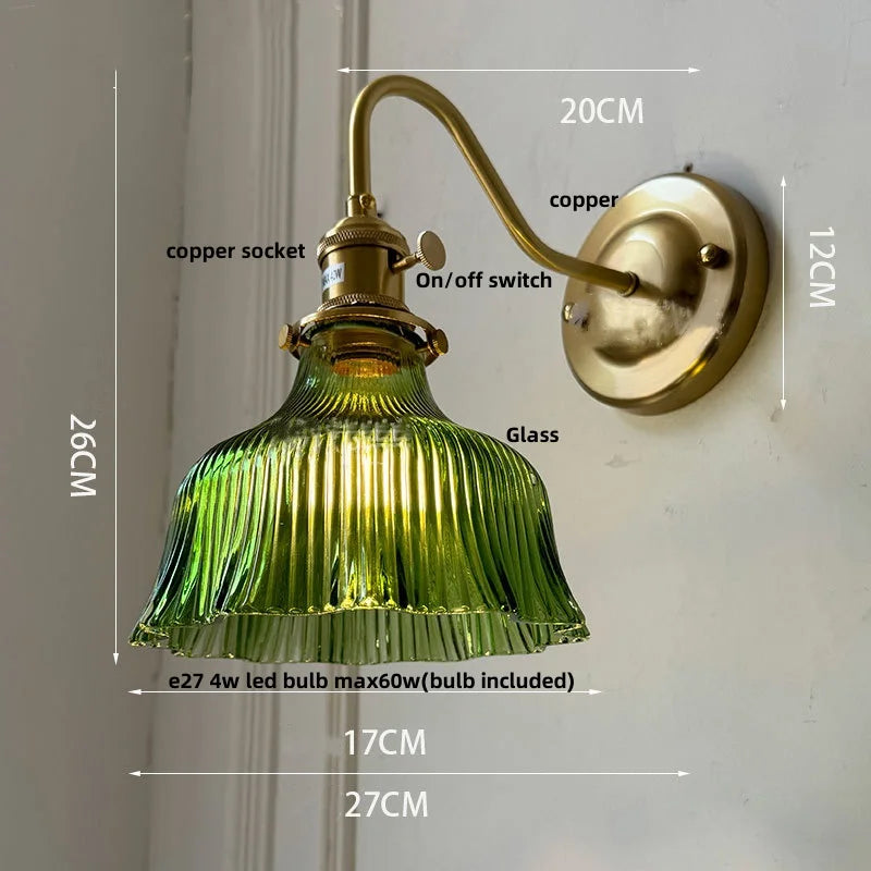 Artfan Amber Glass Wall Sconce Vintage Loft LED Vanity Light Fixture