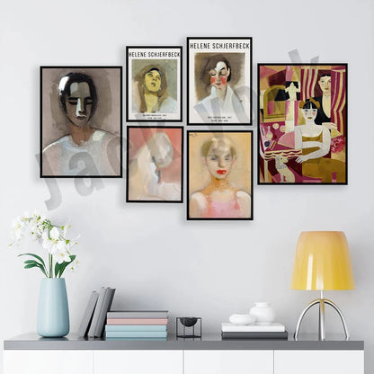 Artfan Abstract Vintage Exhibition Poster Set - Helene Schjerfbeck, Circus Girl, Blonde Girl