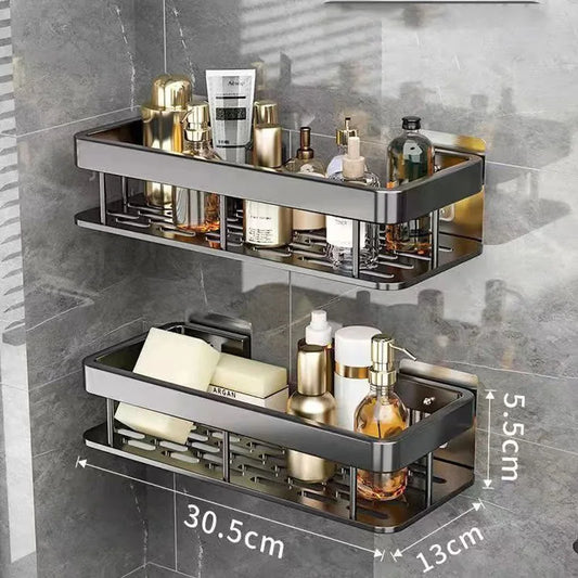 Artfan Aluminum Corner Shower Storage Rack - Punch-free Bathroom Shelf Organizer