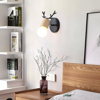 Artfan Antlers Vintage Wall Sconce Lights Wood Wall Lamps Fixture Indoor Lighting