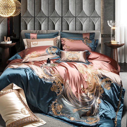 Artfan 1500TC Egyptian Cotton Jacquard Bedding Set for Queen King Bed