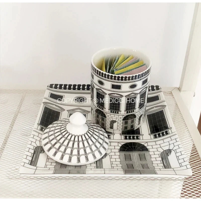 Artfan Ancient Roman Architecture Ceramic Incense Candlestick Luxury Home Ornament