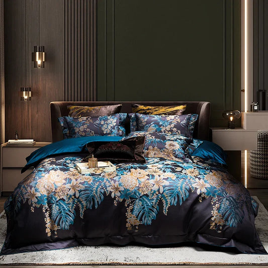 Artfan 1500TC Jacquard Egyptian Cotton Bedding Set for Queen King Linens