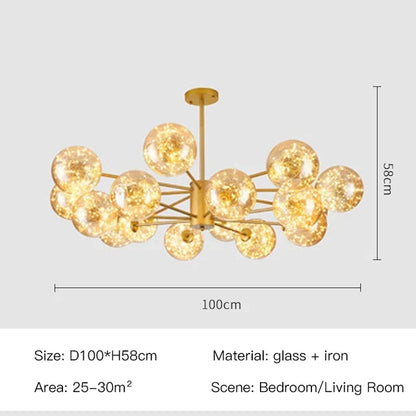 Artfan lighting Black Glass Ball Chandelier: Luxury Dimmable Pendant Lamp for Living Room & Bedroom.