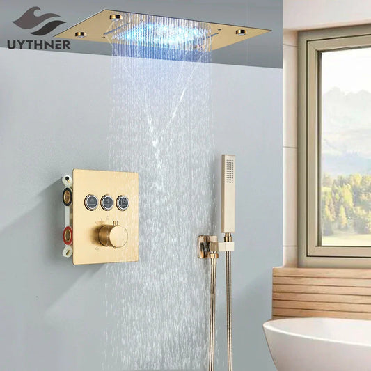 Artfan 3-Way Shower System with Rainfall Waterfall Head and Bathtub Mixer Tap.
