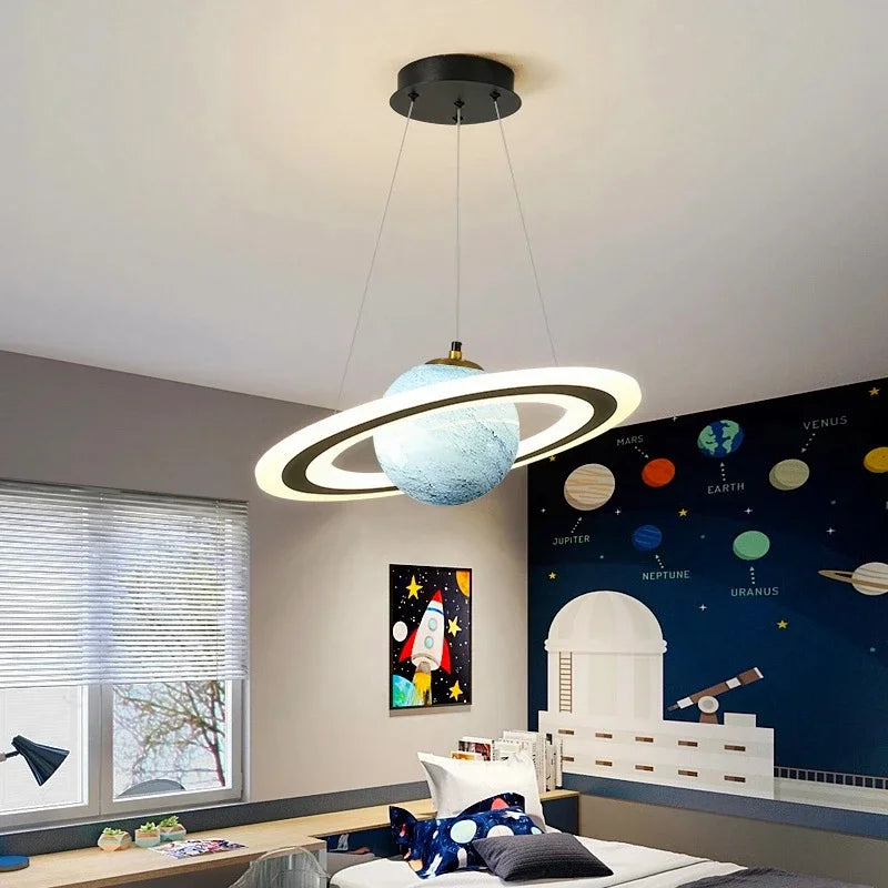 Artfan Acrylic Planet LED Chandelier Earth Ball Decor Star Pendant Light
