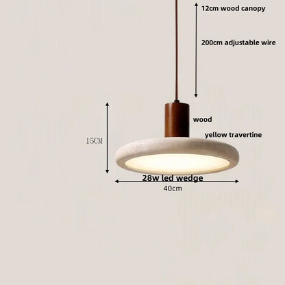 Artfan Adjustable LED Pendant Light - Nordic Modern Yellow Travertine Marble Wood Fixture