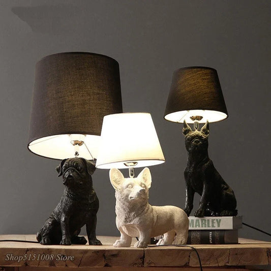 Artfan lighting Black/White Puppy Dogs Table Lamps for Home Decor Lighting