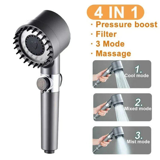 Artfan 3 Modes High Pressure Handheld Shower Head - Water Saving Massage Adjustable