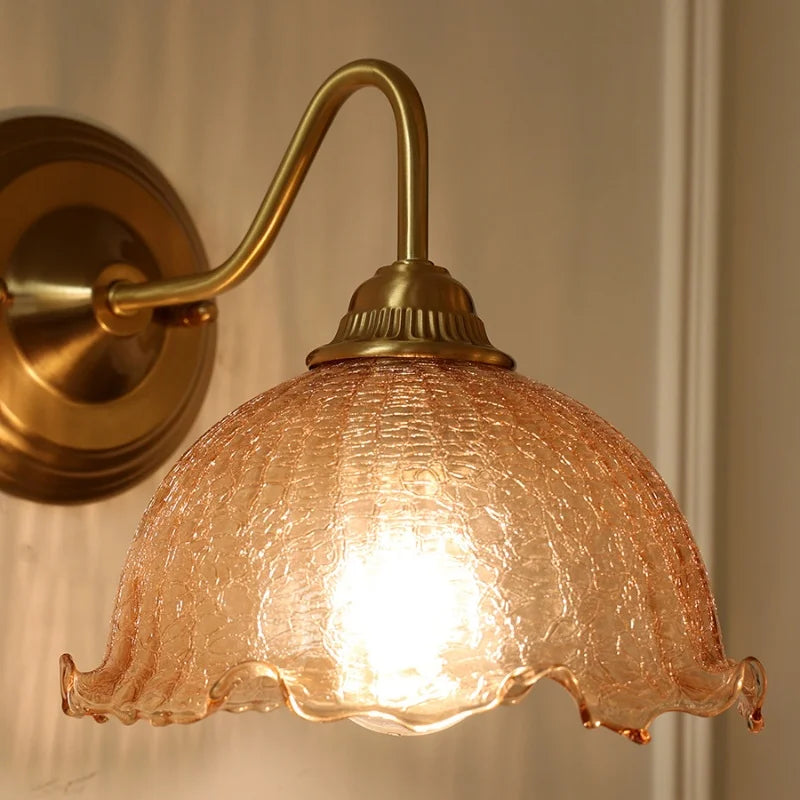 Artfan Amber Glass Wall Sconce Vintage Loft LED Vanity Light Fixture
